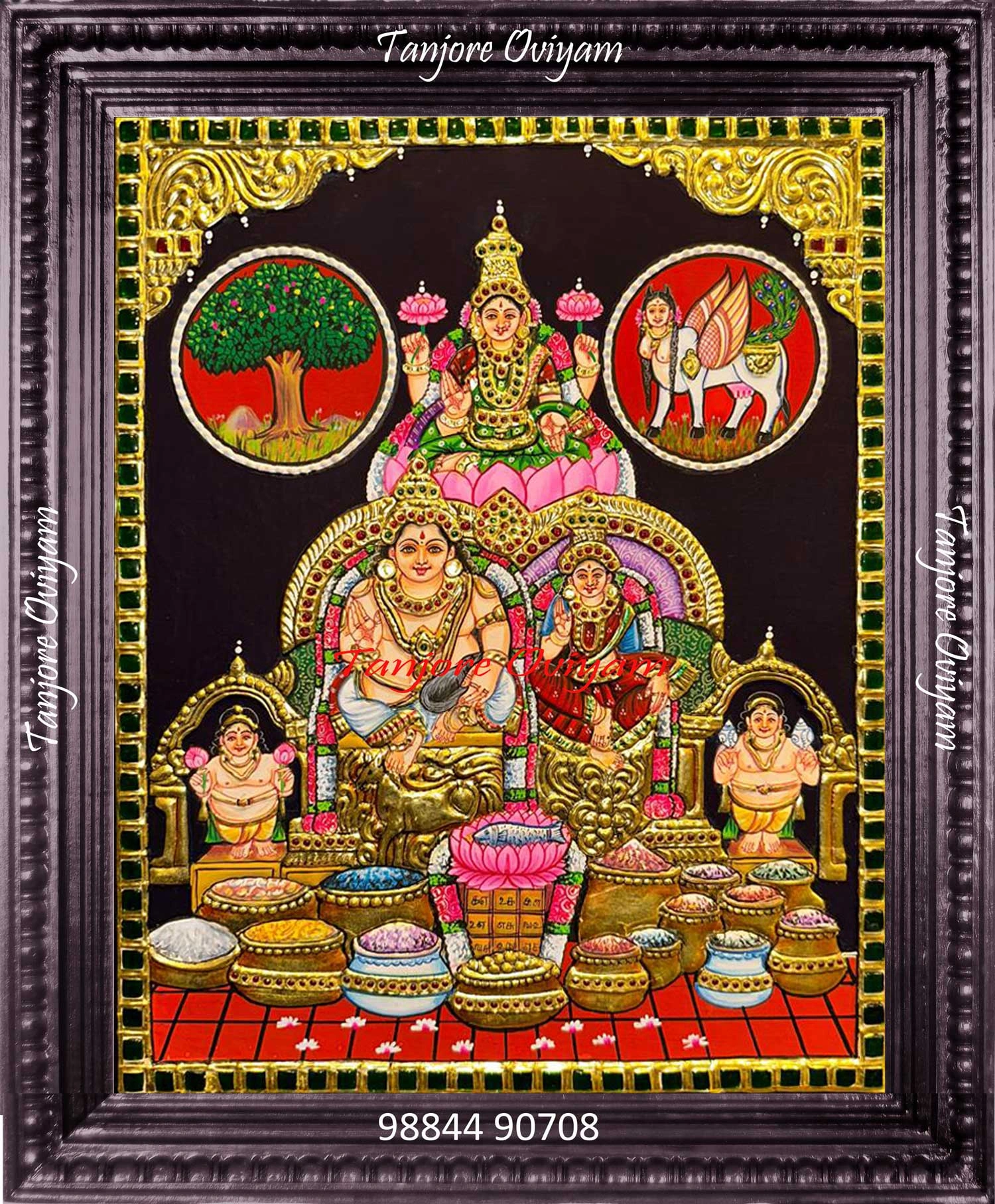 Kubera and Lakshmi Tanjore Painting